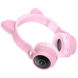 Беспроводные Bluetooth-наушники полноразмерные HOCO W27 Cat Ear розовые
