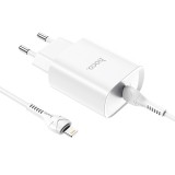 СЗУ HOCO N14 Smart, белый, USB-C PD20W + Кабель Type-C - Lightning