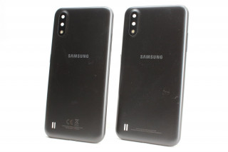 Задняя крышка со стеклом камеры Samsung A015, Galaxy A01, черный, К-1