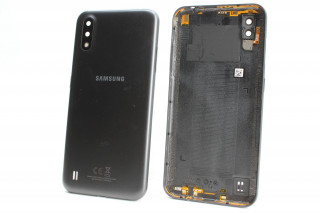 Задняя крышка со стеклом камеры Samsung A015, Galaxy A01, черный, К-1