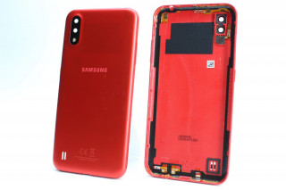 Задняя крышка со стеклом камеры Samsung A015, Galaxy A01, красный, К-1