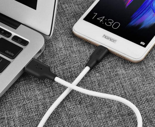 Кабель USB - micro USB HOCO X21, силиконовый, 100см, белый+черный