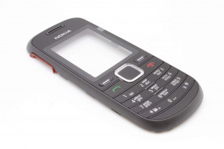 Nokia 1661 - лицевая панель в сборе с клавиатурой, BLACK/BLACK, оригинал
