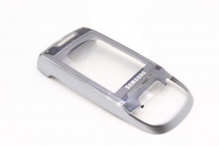 Samsung D500 - верхняя часть корпуса c защитным стеклом (цвет - silver + blue), оригинал