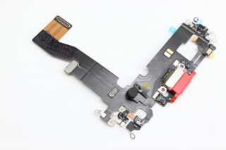 Шлейф iPhone 12, 12 Pro с разъемом зарядки, 100% IC, красный, К-1