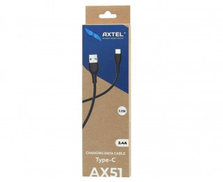 Кабель USB - Type-C Axtel AX51, 2.4A, 100см, черный