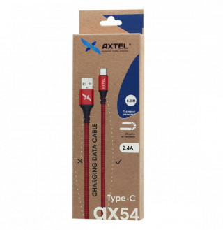 Кабель USB - Type-C Axtel AX54, 2.4A, 25см, красный