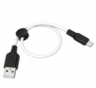 Кабель USB - micro USB HOCO X21, силиконовый, 25см, белый+черный