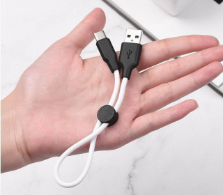 Кабель USB - Type-C HOCO X21, силиконовый, 25см, белый+черный