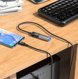 Кабель Type-С male - USB female, USB3.0, HOCO U107, зарядка и передача данных, поддержка OTG, 1м