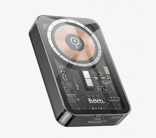 Внешний аккумулятор Hoco Q14A Ice Crystal PD20W, Magsafe, беспроводная зарядка, 10000 мАч, черный