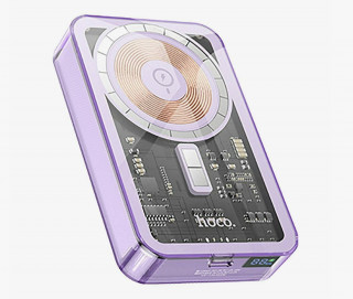 Внешний аккумулятор Hoco Q14A Ice Crystal PD20W, Magsafe, беспроводная зарядка, 10000 мАч, фиолетовый