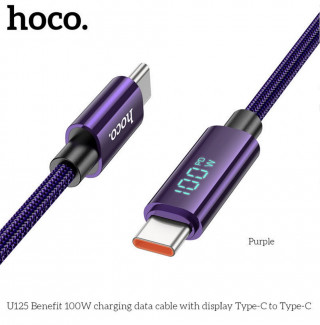 Кабель Type-C - Type-C HOCO U125 Benefit 100W с дисплеем, 120 см, фиолетовый
