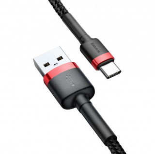 Кабель USB - Type-C Baseus Cafule 3A 100см Black+Red, CATKLF-B91