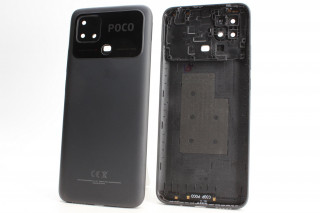 Задняя крышка со стеклом камеры Xiaomi Poco C40, черный, К-1
