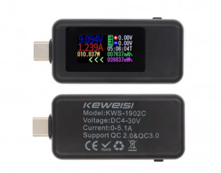 USB тестер Keweisi KWS-1902C, черный