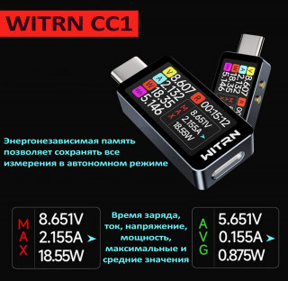 USB тестер WITRN CC1, серый