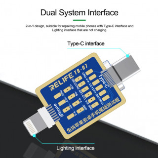 Плата Relife TB-07 для тестирования системного разъема Type-C и Lightning без разбора телефона