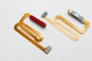 Шлейф Samsung A125, A127, A135, M127 Galaxy A12, A13, M12 кнопки включения и сканер отпечатка пальцев, красный, К-1