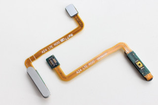 Шлейф Samsung A245 Galaxy A24 4G кнопки включения и сканер отпечатка пальцев, серебристый, К-1