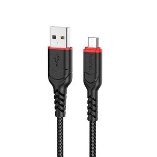 Кабель USB - micro USB HOCO X59, тканевая оплетка, 200см, 2.4А, черный
