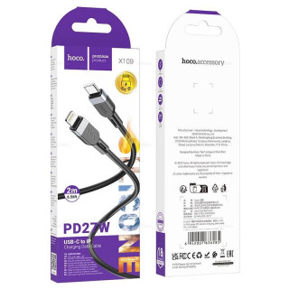 Кабель Type-C - Lightning HOCO X109, PD 27W 3А, силиконовый, 200см, черный