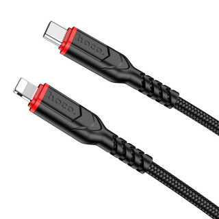 Кабель Type-C - Lightning HOCO X59, PD 20W 3А, тканевая оплетка, 100см, черный