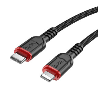 Кабель Type-C - Lightning HOCO X59, PD 20W 3А, тканевая оплетка, 300см, черный