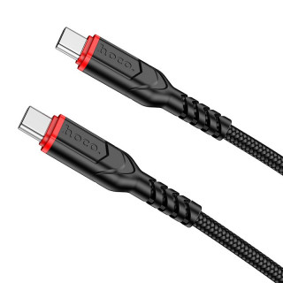 Кабель Type-C - Type-C HOCO X59, 3A, 60W, тканевая оплетка, 100см, черный