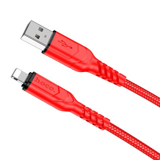 Кабель USB - Lightning HOCO X59, 2.4А, тканевая оплетка 200см, красный