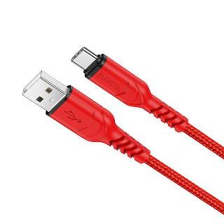 Кабель USB - Type-C HOCO X59, 3A, тканевая оплетка, 100см, красный