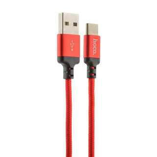 Кабель USB - Type-C HOCO X14, 3A, тканевая оплетка, 200см, красный