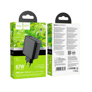 СЗУ HOCO CS27A, 3A, черный, USB QC3.0 и 3xType-C PD67W