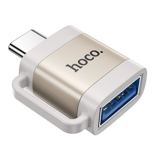 Адаптер HOCO Type-C Male To USB female, UA31C, поддержка OTG, серый