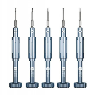 Набор отверток YCS-Y101, 5 шт - ✇0.6, ⊕1.2, ✪0.8, ✜2.5, ✶T2