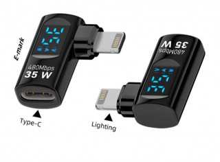 Мини тестер Г-образный Lightning папа - Type-C мама, 35W