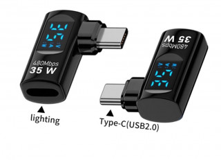 Мини тестер Г-образный Type-C папа - Lightning мама, 35W