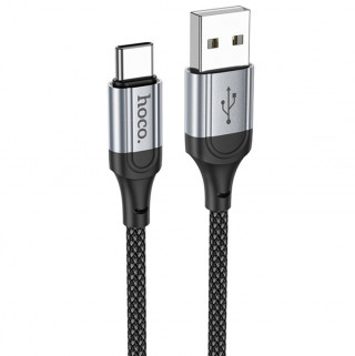 Кабель USB - Type-C HOCO X102, тканевая оплетка, 3A, 100см, черный